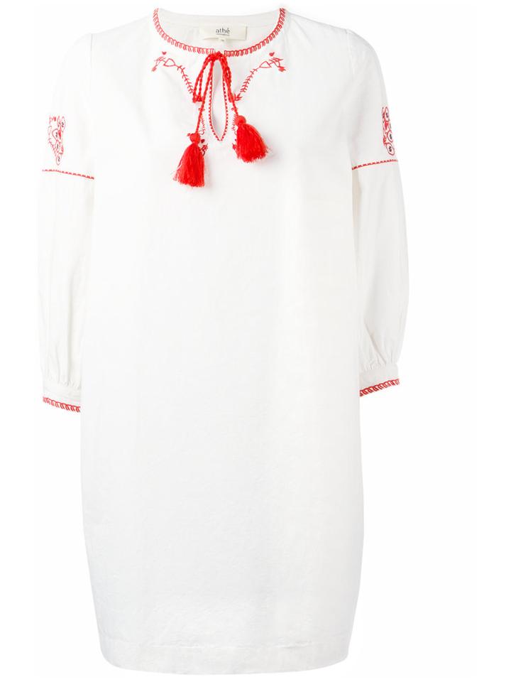 Vanessa Bruno Athé Tassel Detail Dress, Women's, Size: 36, White, Cotton