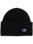 Champion Cable Knit Logo Beanie - Black