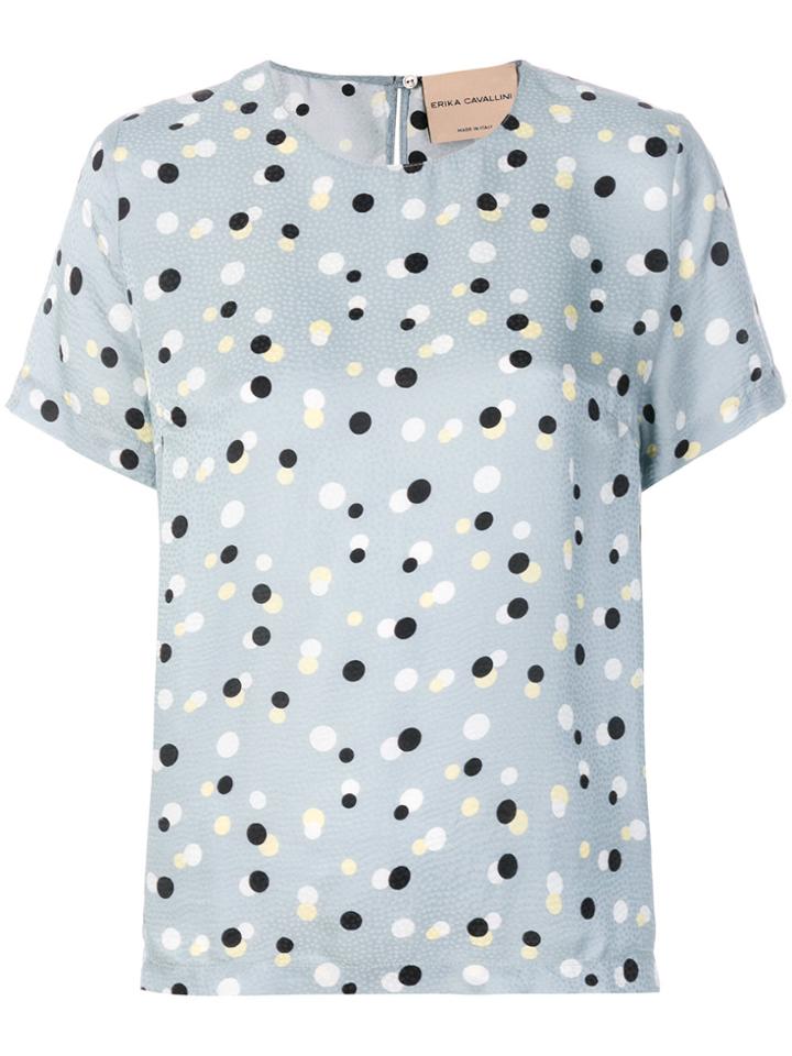 Erika Cavallini Polka Dot Print T-shirt - Blue