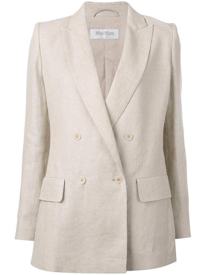 Max Mara - Double Breasted Blazer - Women - Cotton/linen/flax - 42, Women's, Nude/neutrals, Cotton/linen/flax