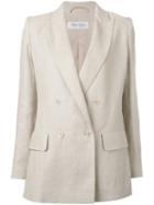 Max Mara - Double Breasted Blazer - Women - Cotton/linen/flax - 42, Women's, Nude/neutrals, Cotton/linen/flax