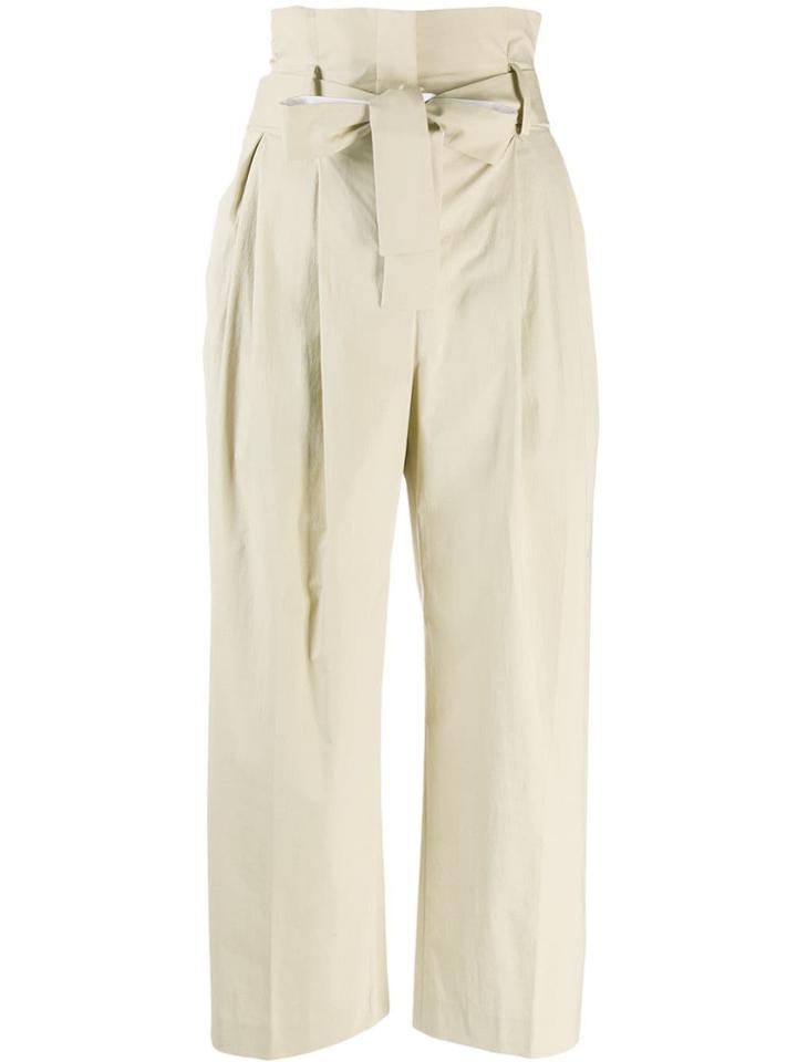 Pt01 High Waisted Cropped Trousers - Neutrals