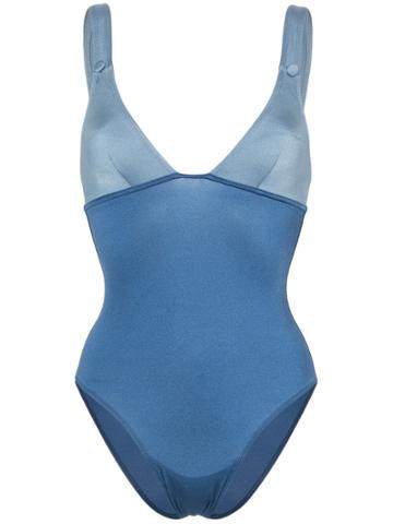 Leslie Amon Momo V-neck Swimsuit - Blue