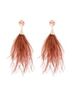 Rosantica Feather Crystal Clip-on Earrings - Brown
