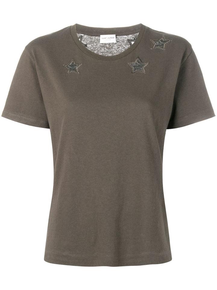 Saint Laurent Star Cut-out T-shirt - Green