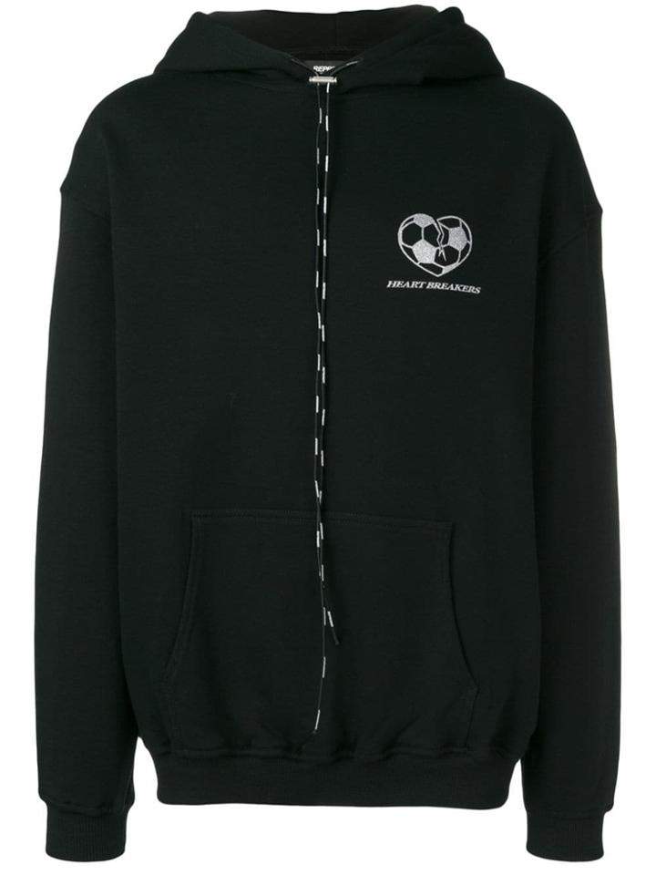Represent Glittered Football Print Hoodie - Black