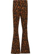 Miu Miu Flared Leopard Trousers - Brown