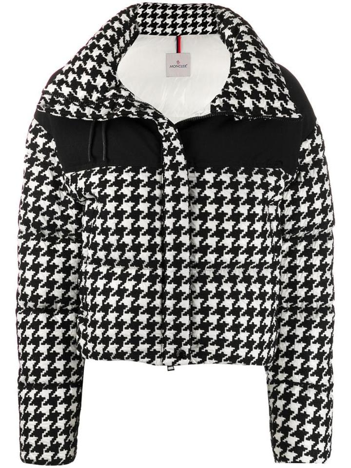 Moncler Houndstooth Printed Padded Jacket - White