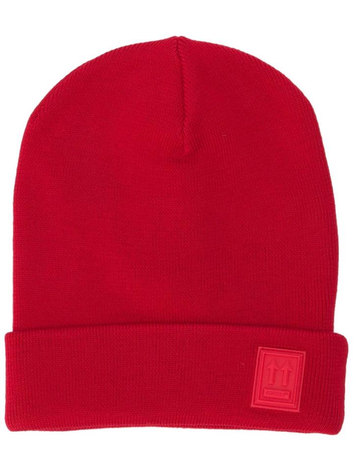 Off-white Wool Patch Beanie - Red