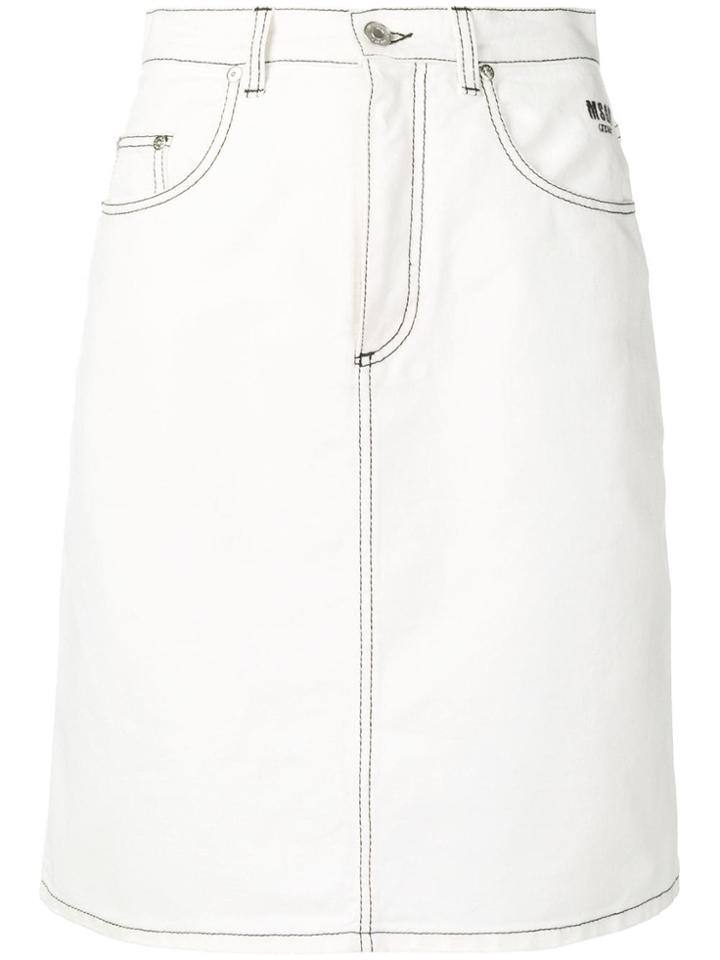 Msgm Short Denim Skirt - White