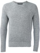 Neil Barrett Crew Neck Jumper, Men's, Size: Medium, Grey, Alpaca/nylon