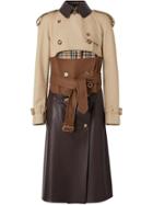 Burberry Deconstructed Cotton And Lambskin Trench Coat - Neutrals