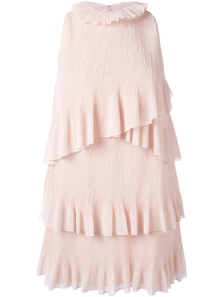Giamba Crinkle Effect Ruffled Dress, Women's, Size: 40, Pink/purple, Polyester