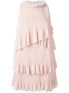 Giamba Crinkle Effect Ruffled Dress, Women's, Size: 40, Pink/purple, Polyester