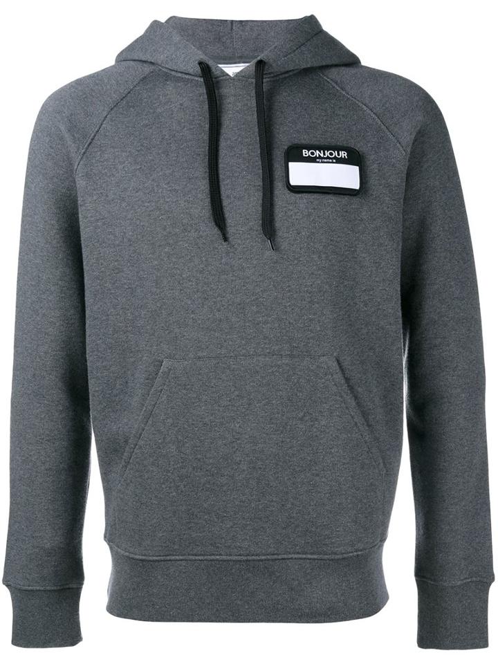 Ami Alexandre Mattiussi Patch Detail Hoodie, Men's, Size: Small, Grey, Cotton