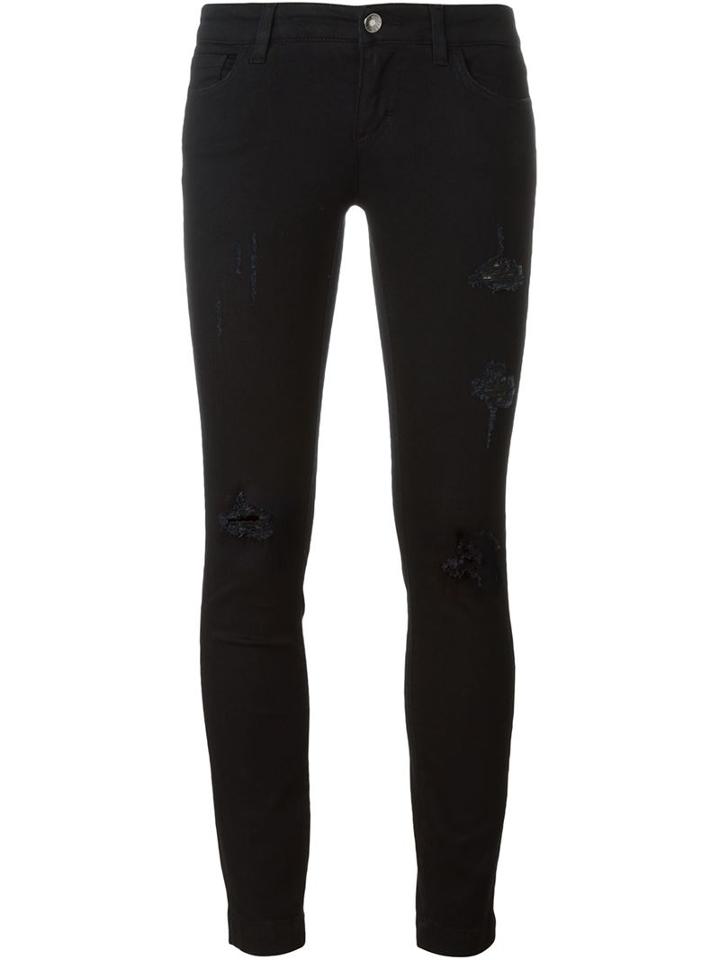 Dolce & Gabbana Ripped Detail Jeans, Women's, Size: 38, Black, Cotton/polyester/spandex/elastane