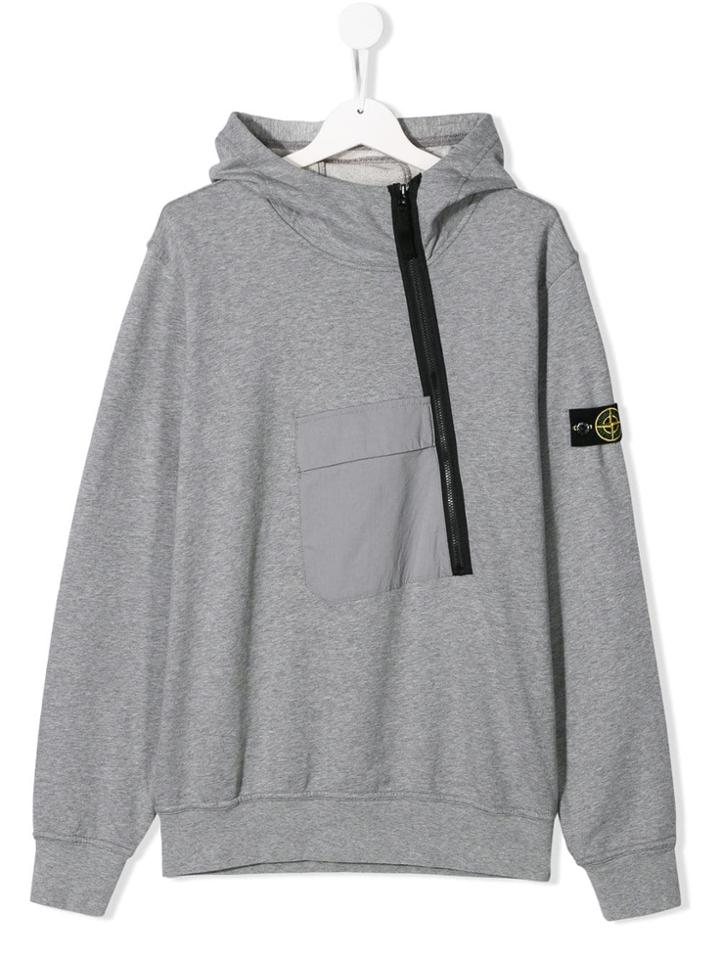 Stone Island Junior Teen Classic Brand Hoodie - Grey