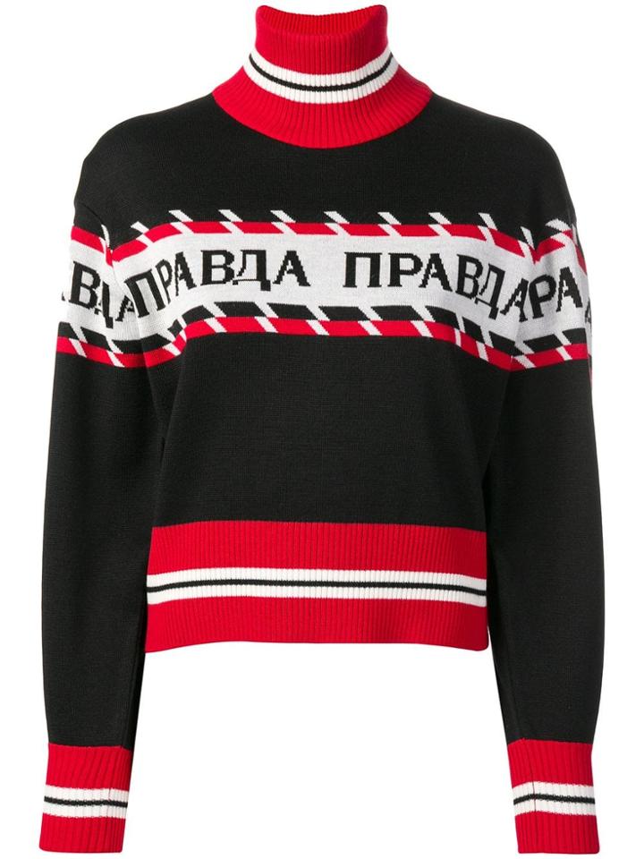 Msgm Cropped Knit Jumper - Black