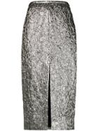 Rochas Creased Metallic Pencil Skirt