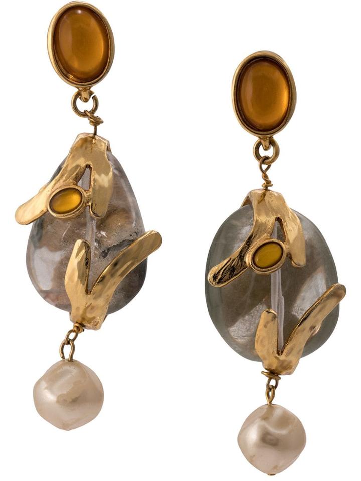 Oscar De La Renta Embellished Drop Earrings - Gold