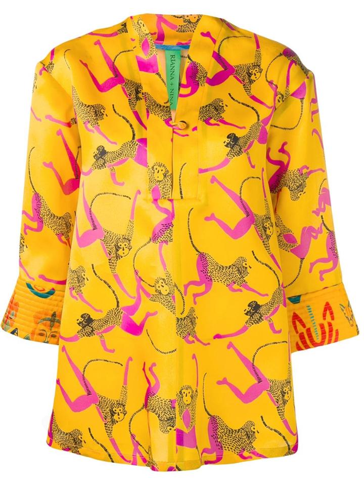 Rianna + Nina Tiger Print Blouse - Yellow