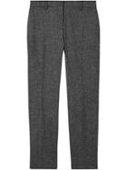 Burberry Wool Cashmere Tweed Cropped Tailored Trousers - Black