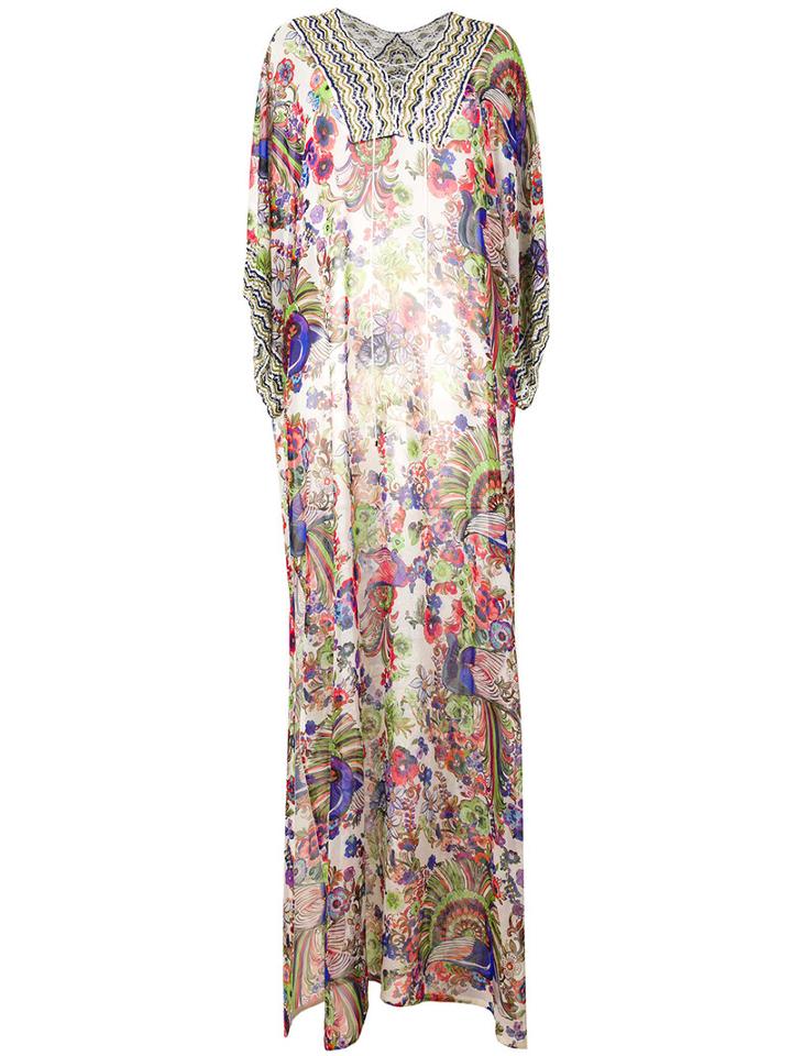 Roberto Cavalli Floral Print Maxi Dress, Women's, Size: 48, Pink/purple, Silk/polyester/viscose