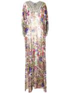 Roberto Cavalli Floral Print Maxi Dress, Women's, Size: 48, Pink/purple, Silk/polyester/viscose