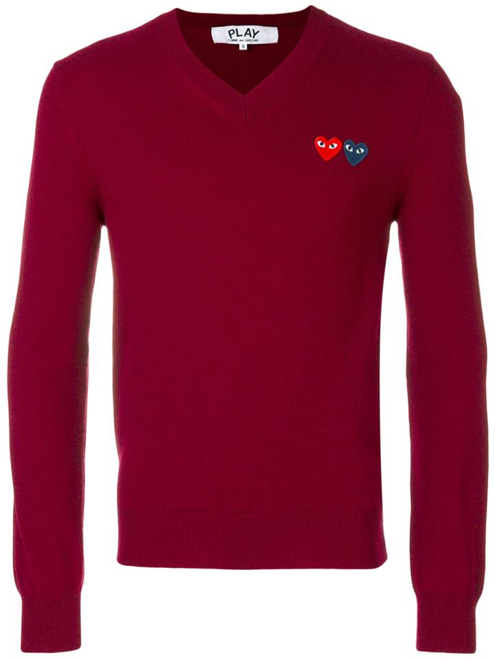 Comme Des Garçons Play Heart Logo Knitted Jumper - Red