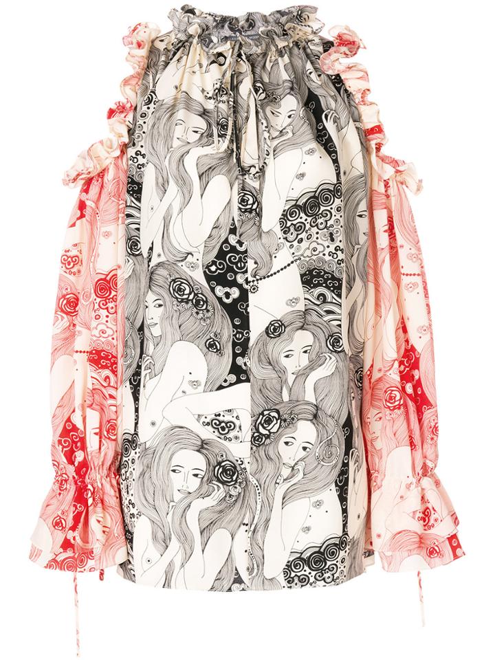 Alexander Mcqueen Eve Dropped Sleeve Blouse - Nude & Neutrals