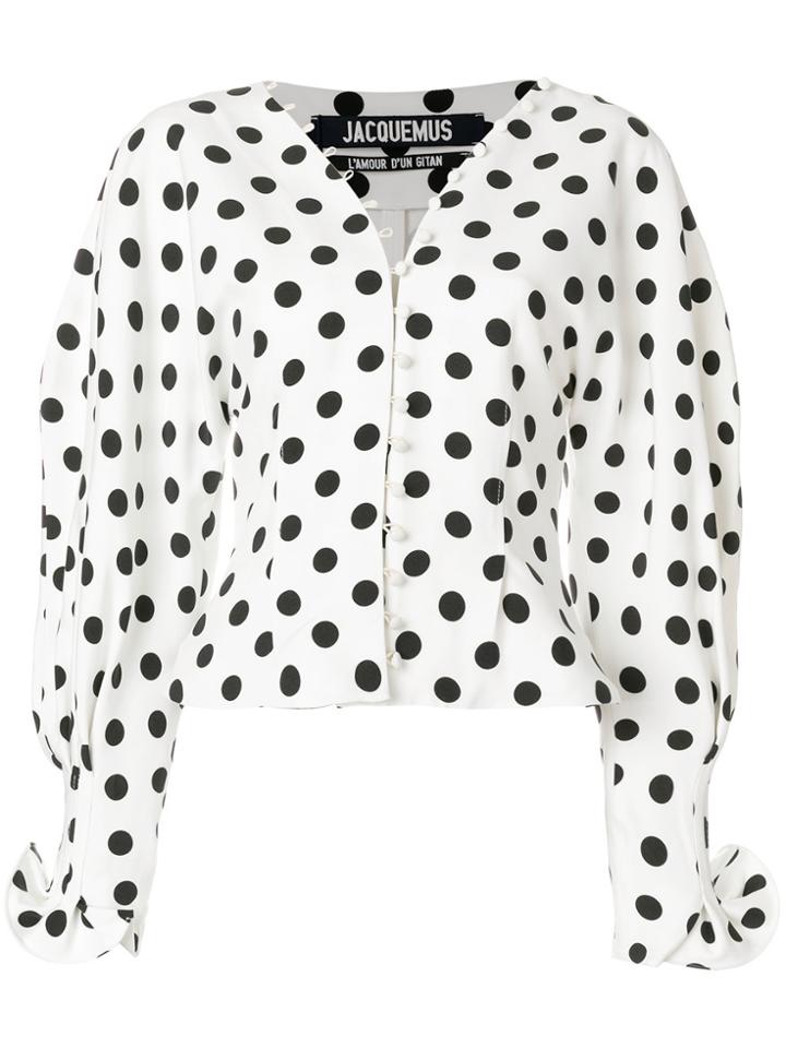 Jacquemus Polka Dot Button Up Blouse - White