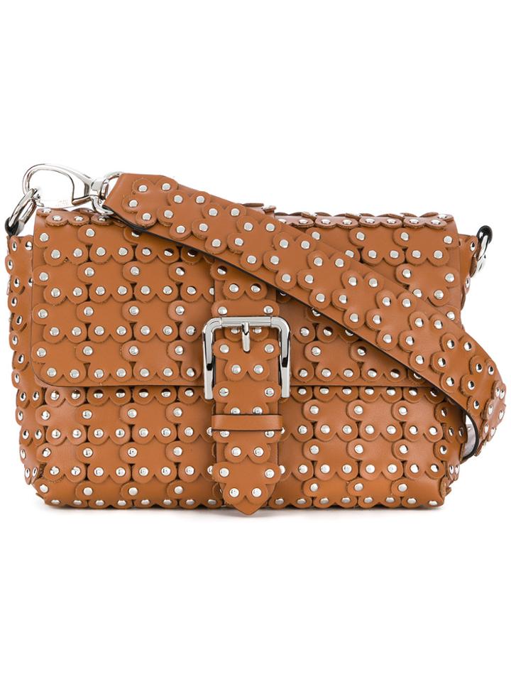 Red Valentino Studded Floral Shoulder Bag - Brown