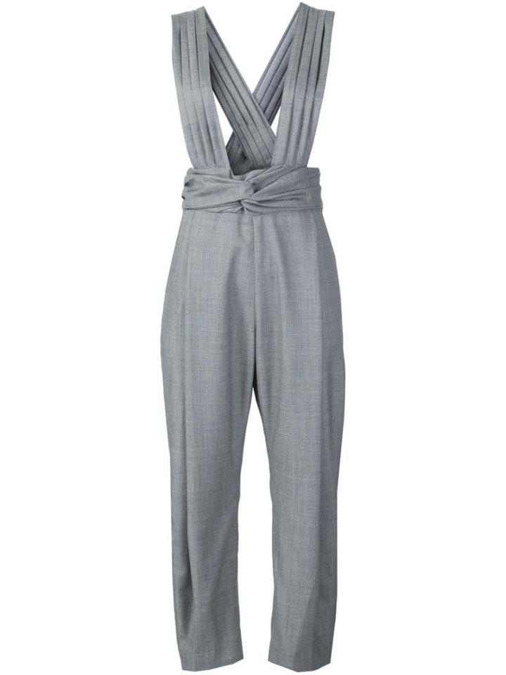 Rachel Comey Pleated Straps Cropped Dungarees, Women's, Size: 6, Grey, Wool