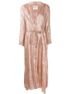 Forte Forte Lurex Hooded Maxi Coat - Pink