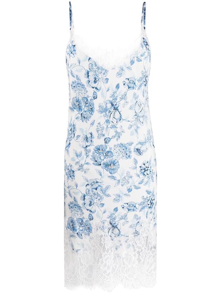 Gold Hawk Floral Print Slip Dress - White