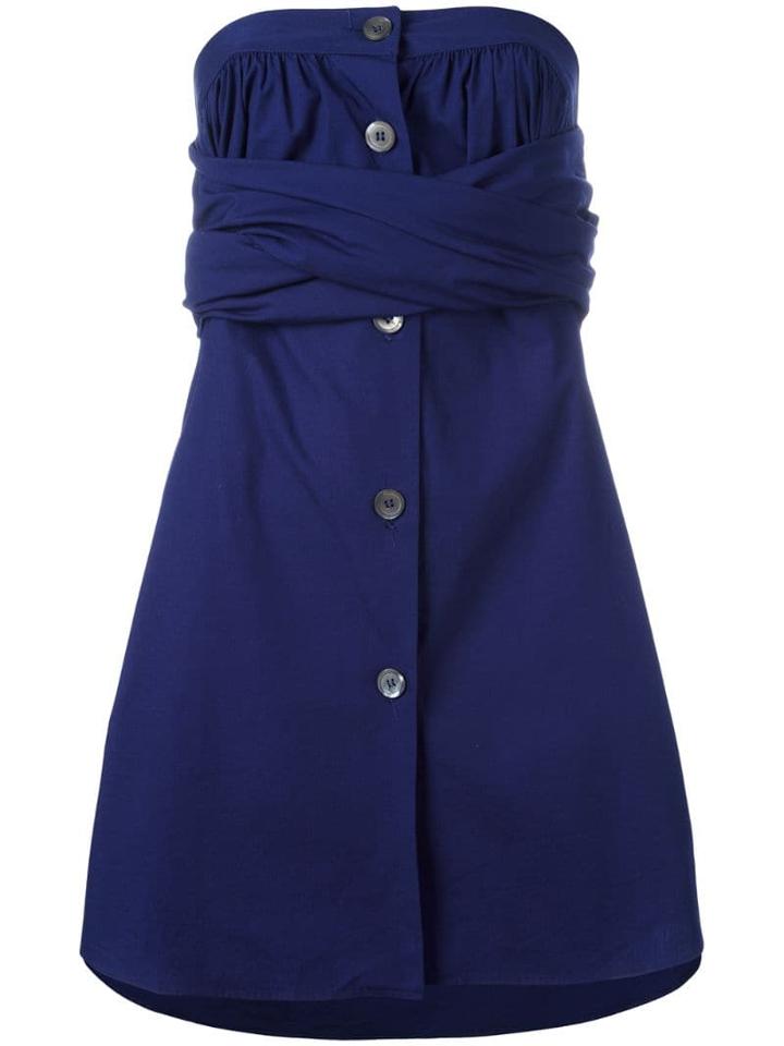 Romeo Gigli Pre-owned Strapless Wrap Dress - Blue