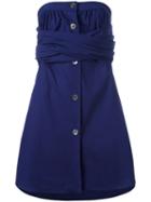 Romeo Gigli Pre-owned Strapless Wrap Dress - Blue