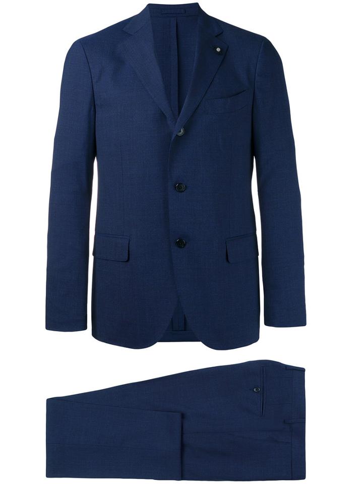 Lardini - Notched Lapel Suit - Men - Cotton/spandex/elastane/cupro/wool - 48, Blue, Cotton/spandex/elastane/cupro/wool