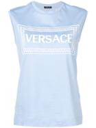 Versace Embroidered Logo Tank Top - Blue