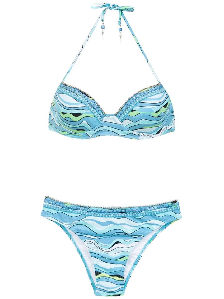 Amir Slama Embroidered Bikini - Blue
