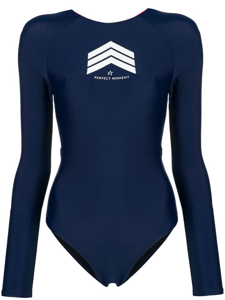 Perfect Moment Crossover Strap Back Swimsuit - Blue