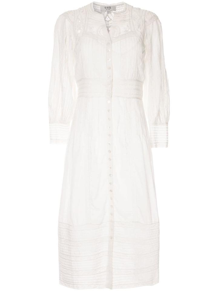 Sea Lace Shirt Dress - White
