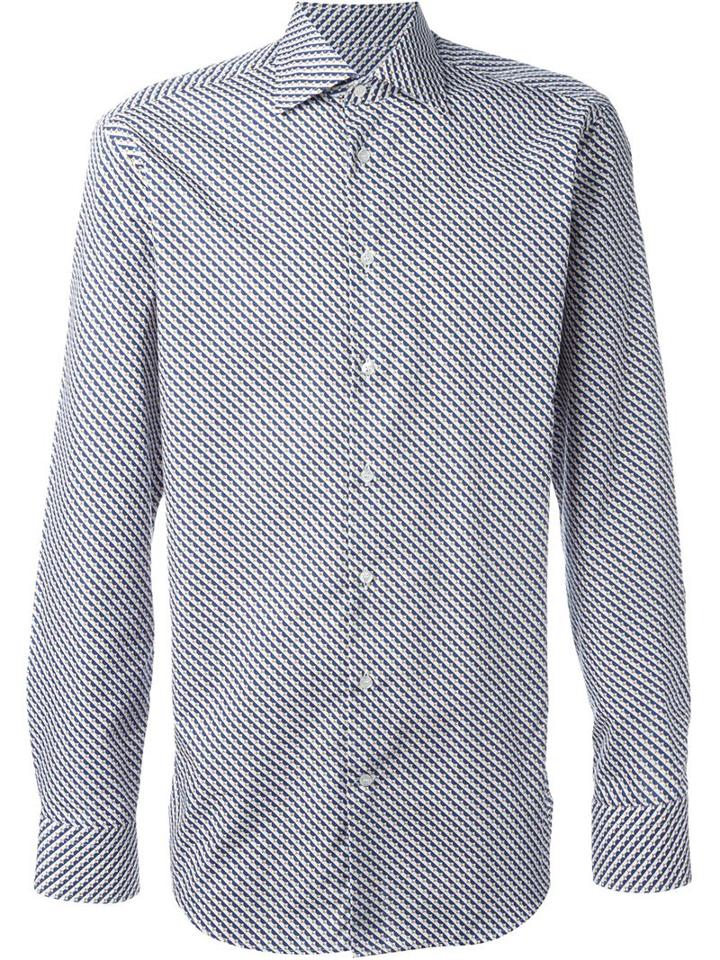 Etro Printed Shirt, Men's, Size: 40, Blue, Cotton