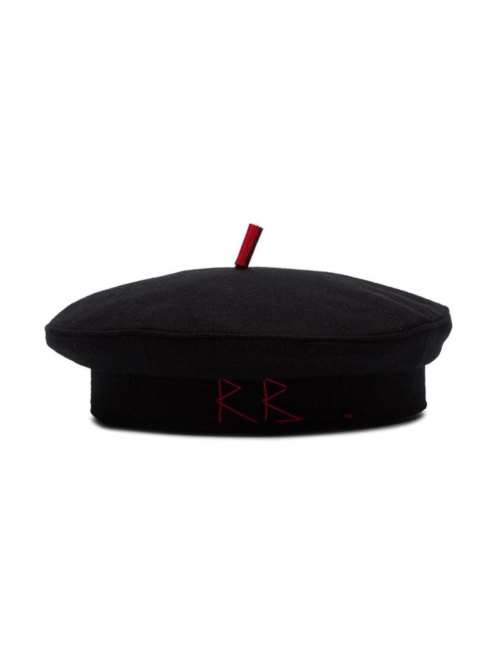 Ruslan Baginskiy Black Wool Monogrammed Beret
