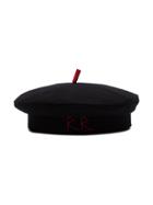 Ruslan Baginskiy Black Wool Monogrammed Beret