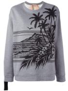 No21 Palm Print Sweatshirt, Women's, Size: 38, Grey, Cotton