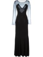 Norma Kamali Sheer Back And Sleeve Evening Gown, Women's, Size: Xs, Black, Polyester/spandex/elastane