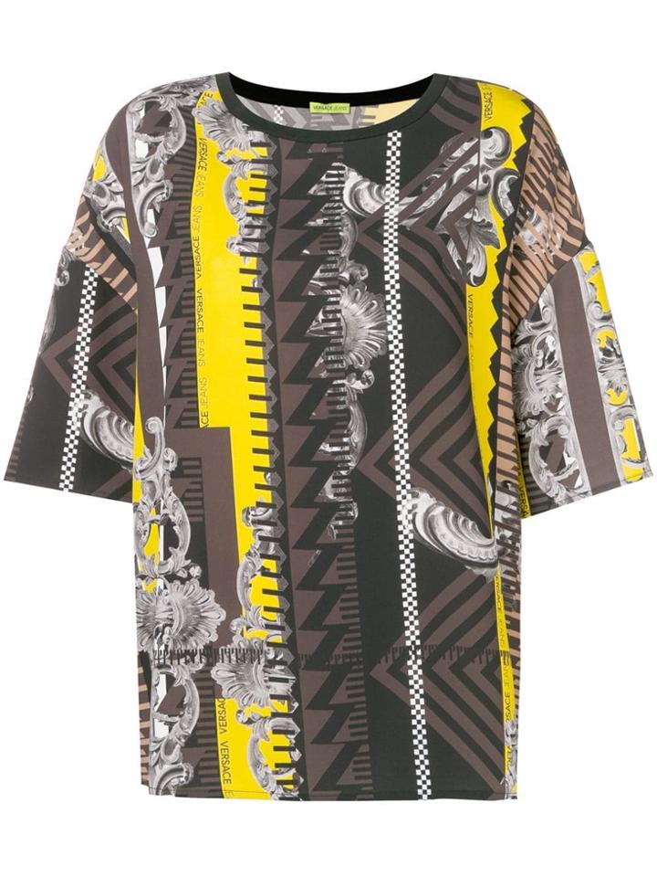 Versace Jeans Patchwork Print T-shirt - Yellow & Orange
