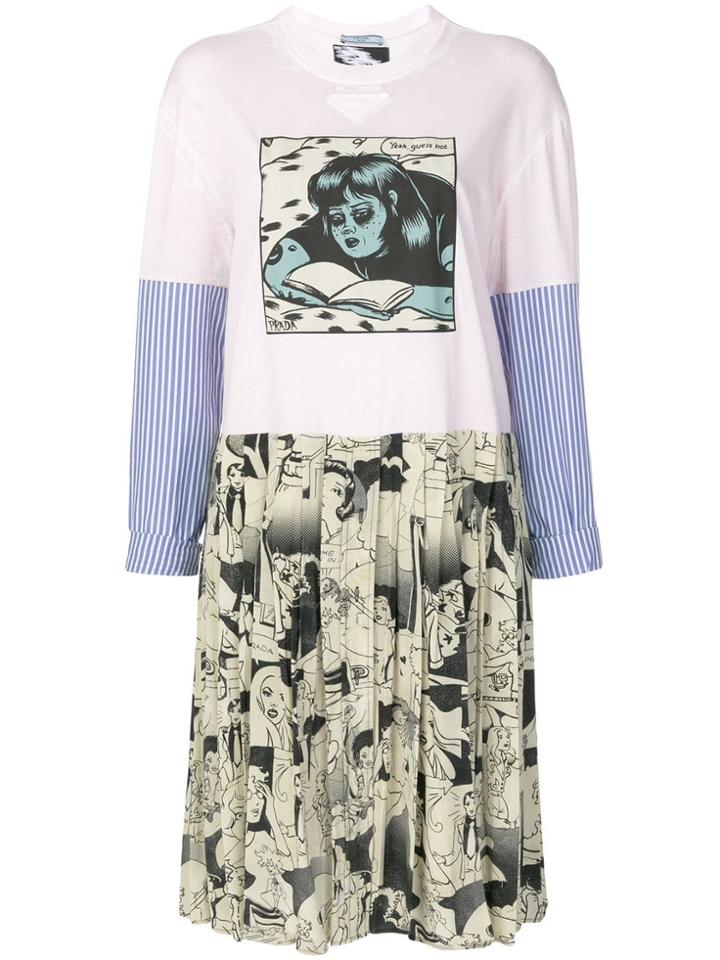Prada Cartoon Printed Dress - Multicolour