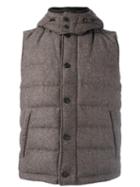 Corneliani Sleeveless Padded Jacket, Men's, Size: 50, Brown, Acrylic/polyamide/polyester/feather